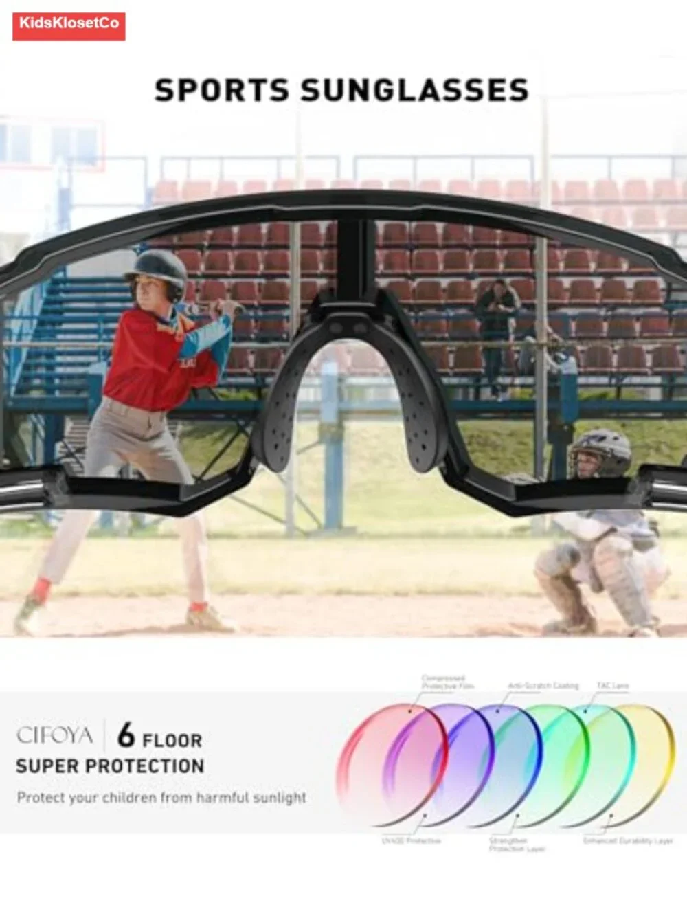 Youth Baseball Sunglasses UV400 Protection 3 Pack Sports Wrap Around Sunglasses